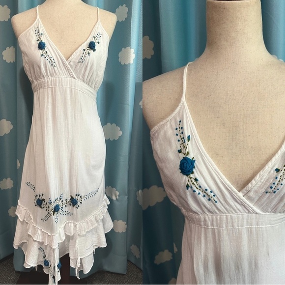 Gypsy cotton embroidered floral faerie dress.- S - Picture 1 of 6